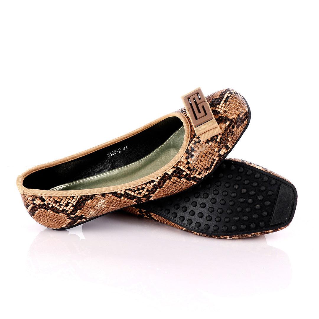 Fashionable Classic Brown Women's Flat Shoe - Obeezi