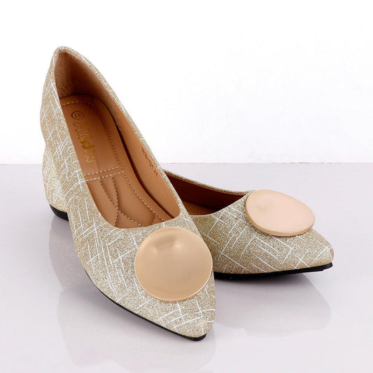 Fashionable Classic Champagne Gold Women's Flat Shoe - Obeezi