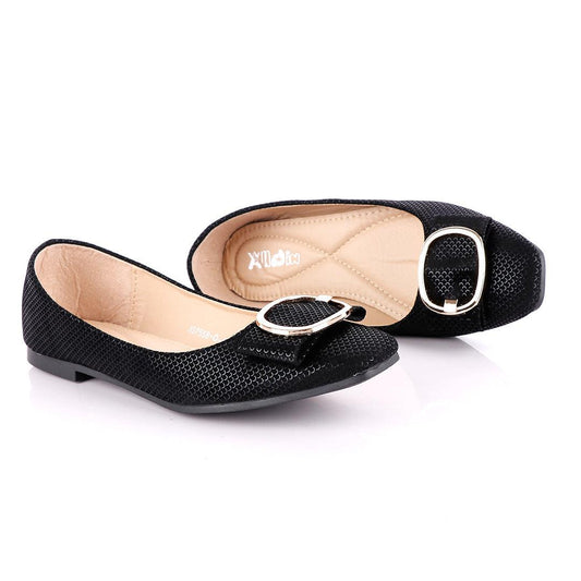 Fashionable Classic Flowery Black Women's Flat Shoe - Obeezi
