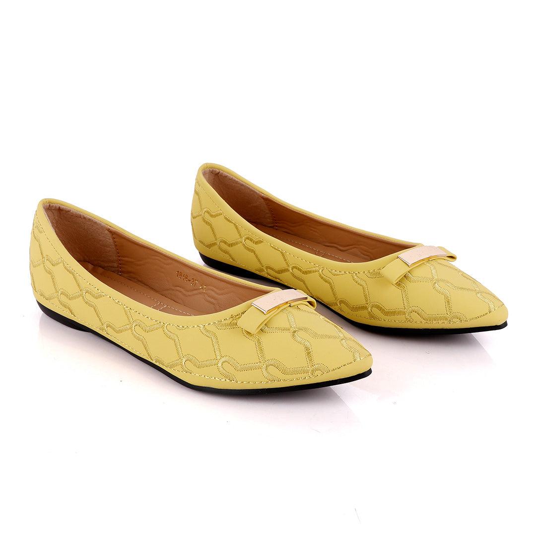 Fashionable Classic Office Woman's Flat Yellow shoe - Obeezi