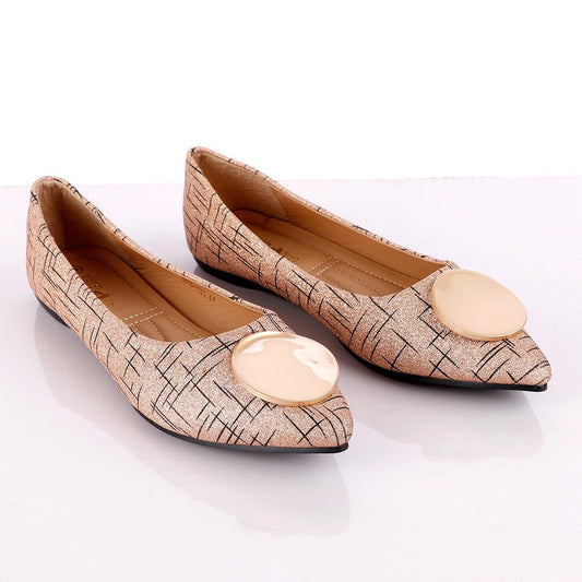 Fashionable Classic Shinning Bronze Women's Flat Shoe - Obeezi