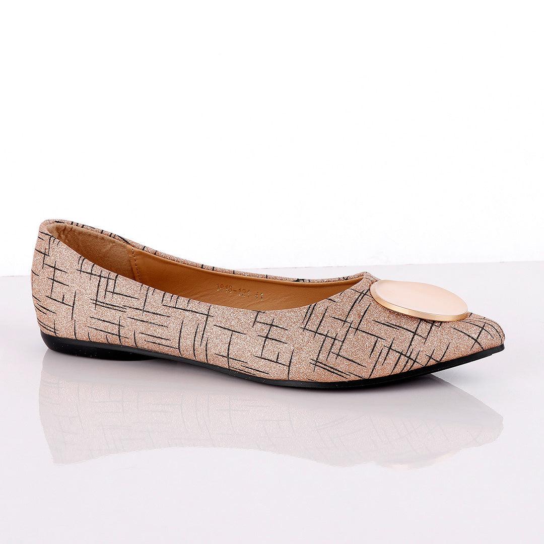Fashionable Classic Shinning Bronze Women's Flat Shoe - Obeezi