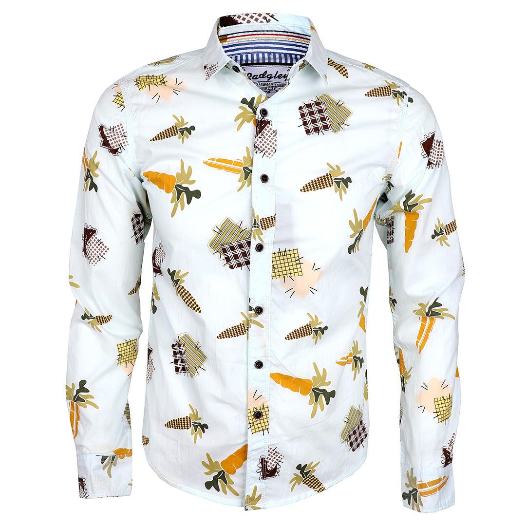 Fashionable Men's Classic Long Sleeve Shirt- Fluorescent Blue - Obeezi