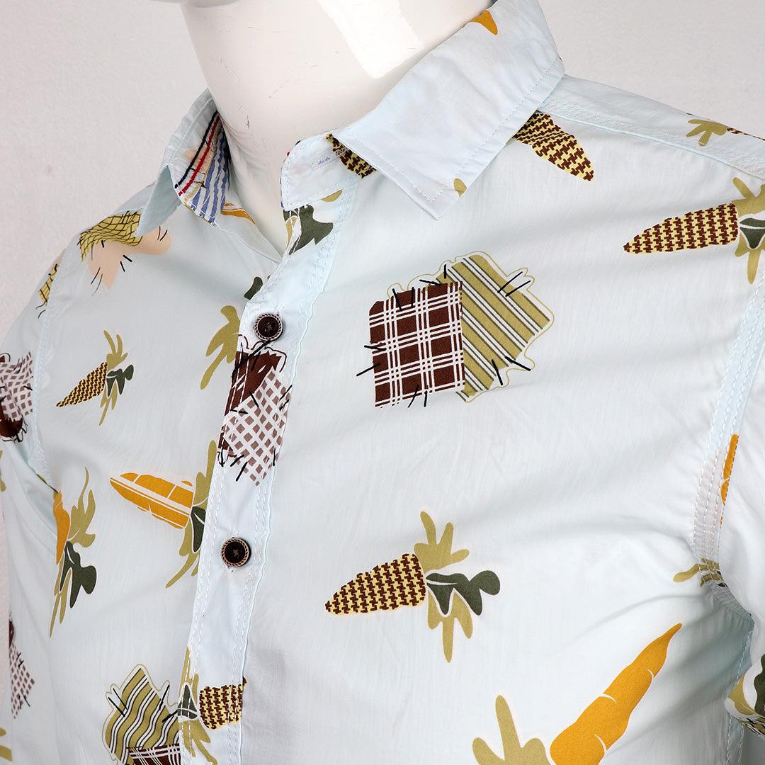 Fashionable Men's Classic Long Sleeve Shirt- Fluorescent Blue - Obeezi