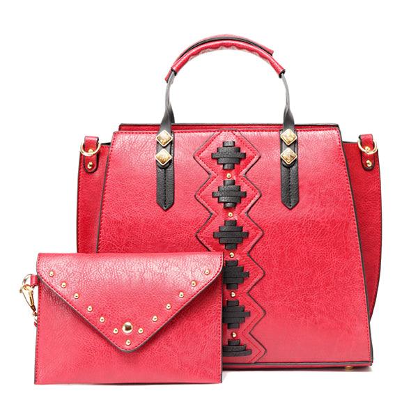 Fashionable Women Designer Leather 2 IN 1 Red Bag - Obeezi.com