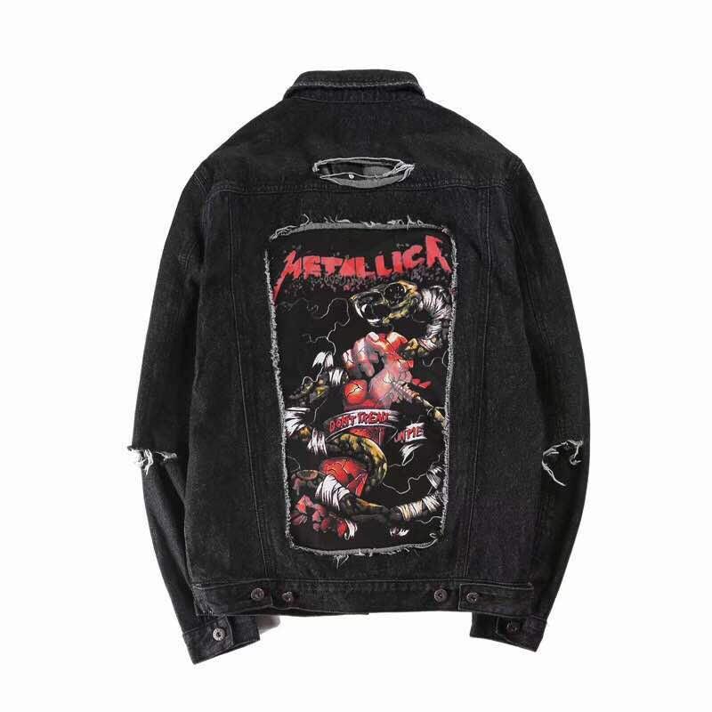 Fear of God Fashion Jeans Black Embroidery Metalic Denim Jacket - Obeezi