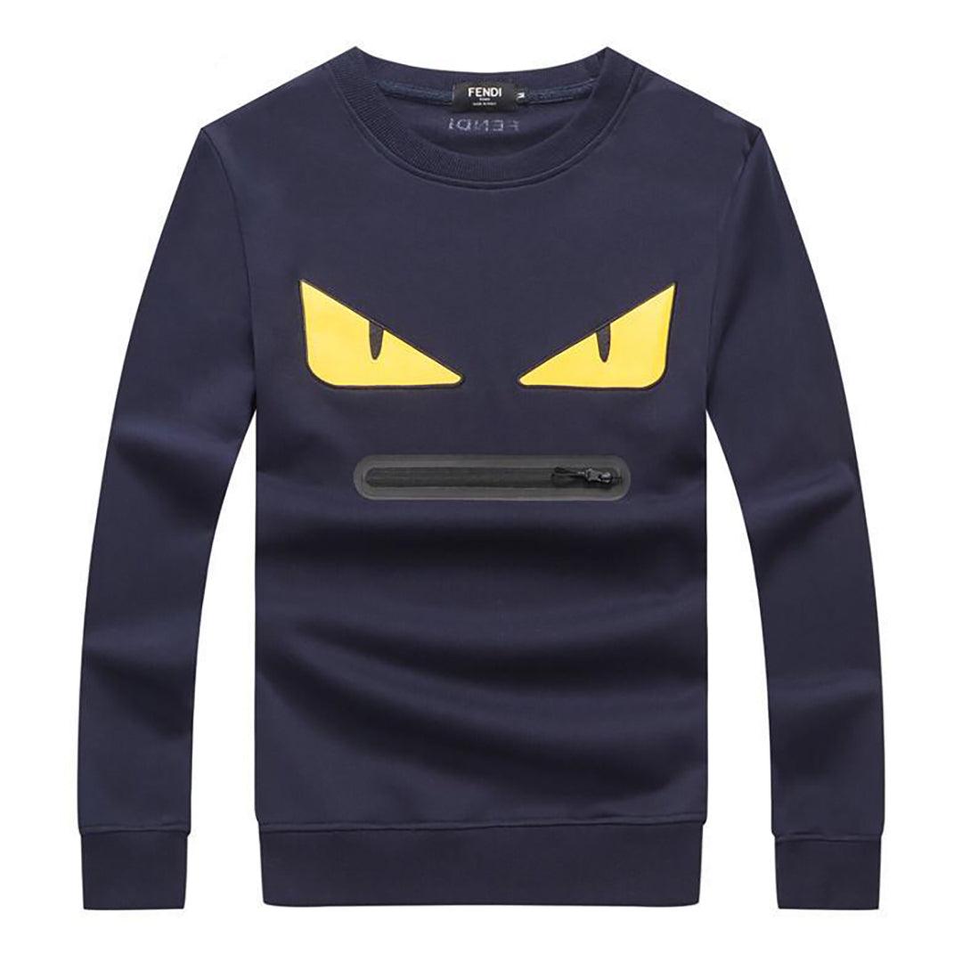 Fen Navy-blue Wool And Cotton Sweatshirt - Obeezi.com