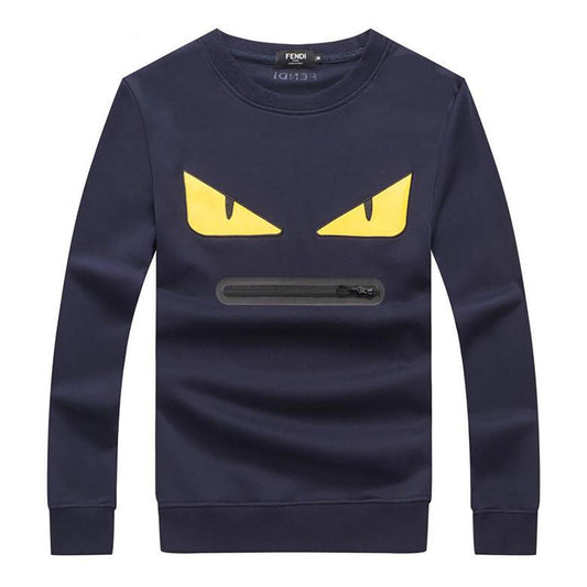 Fen Navy-blue Wool And Cotton Sweatshirt - Obeezi.com