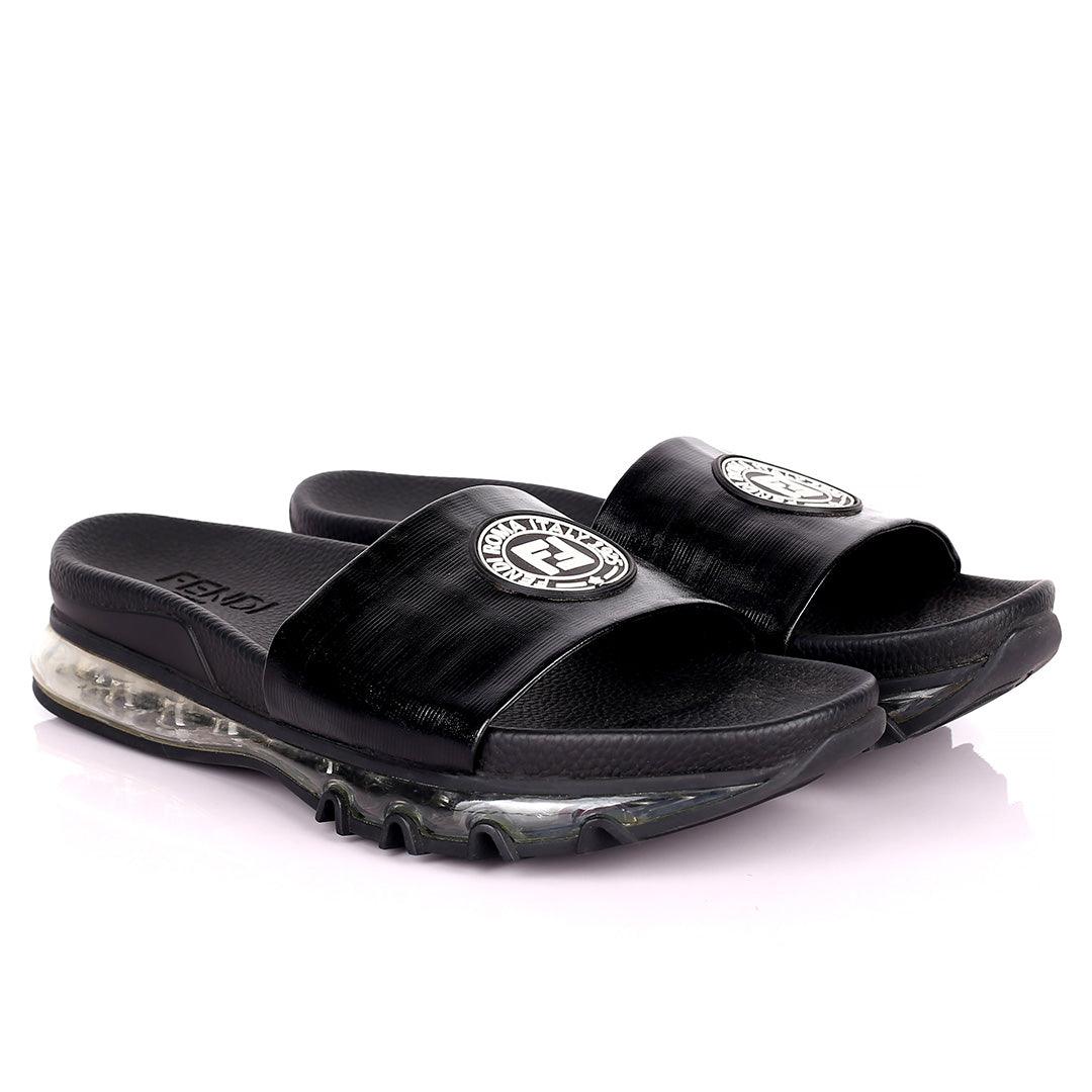 Fend Elegant Sneakers Sole Designed Black Slippers - Obeezi.com