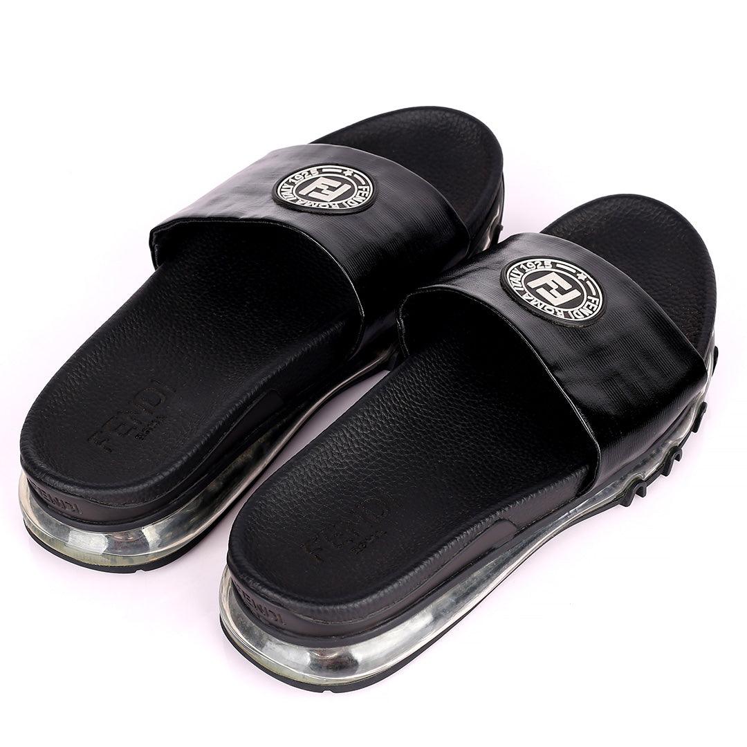 Fend Elegant Sneakers Sole Designed Black Slippers - Obeezi.com