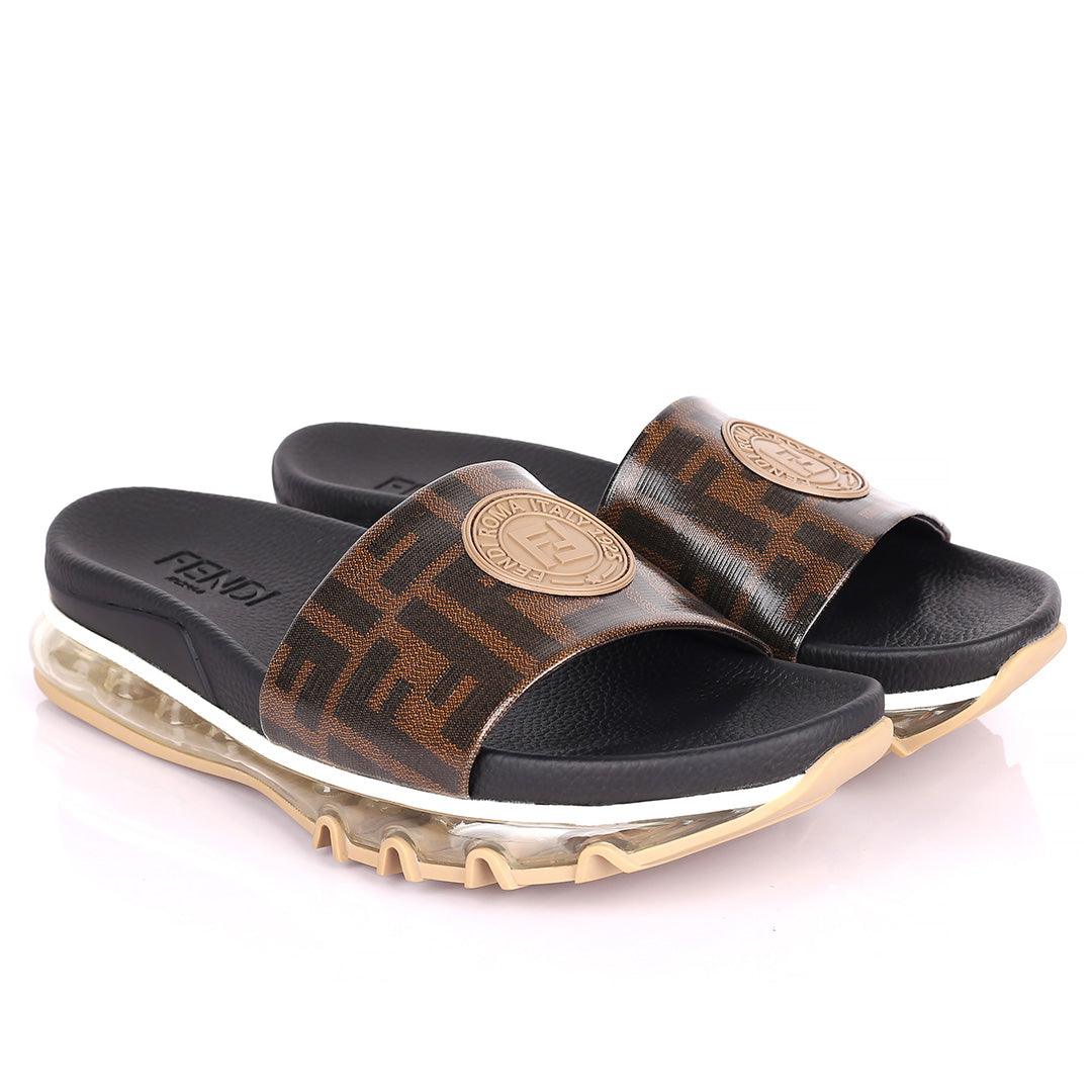 Fend Elegant Sneakers Sole Designed Brown Slippers - Obeezi.com
