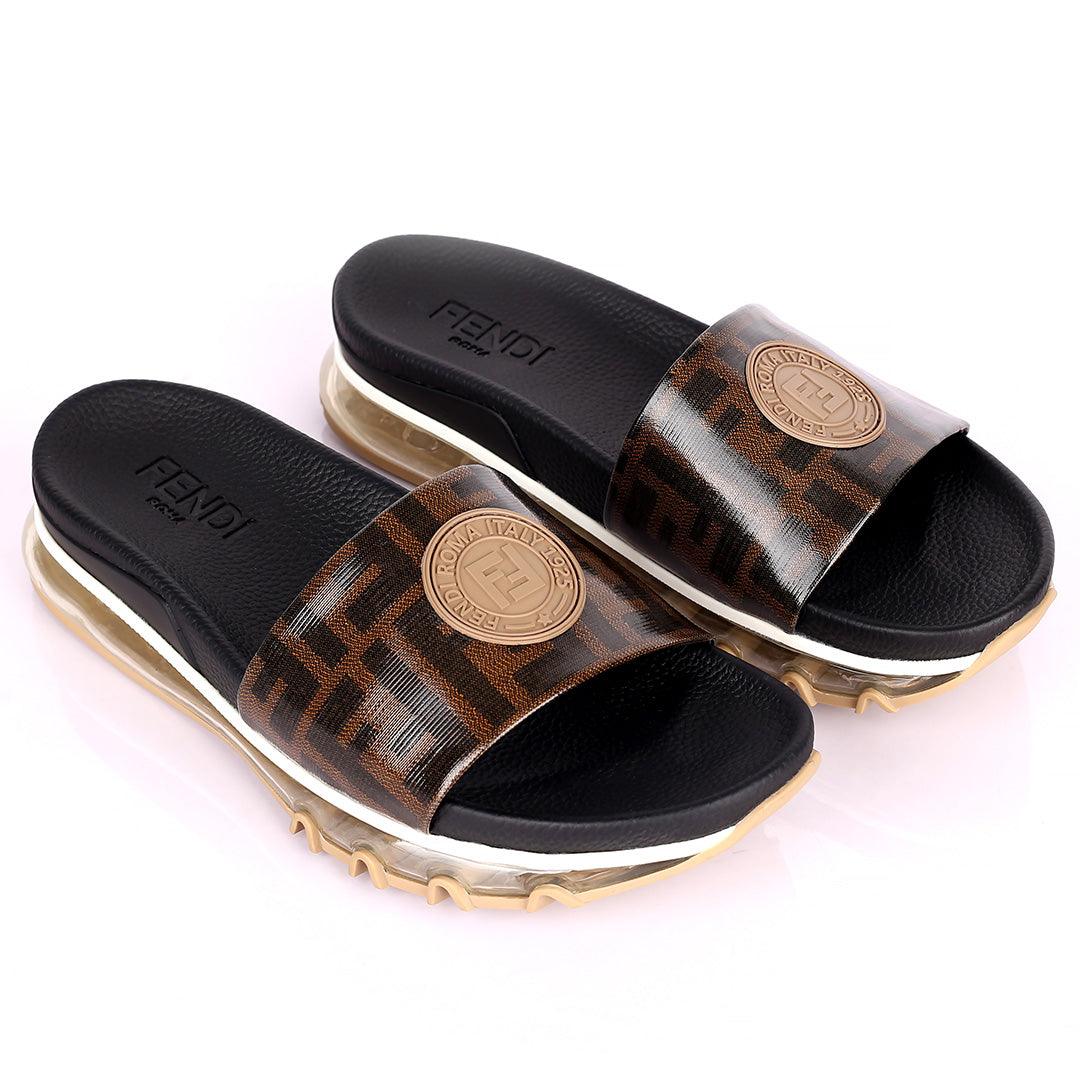 Fend Elegant Sneakers Sole Designed Brown Slippers - Obeezi.com
