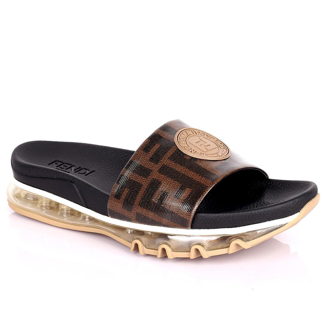 Fend Elegant Sneakers Sole Designed Brown Slippers - Obeezi.com