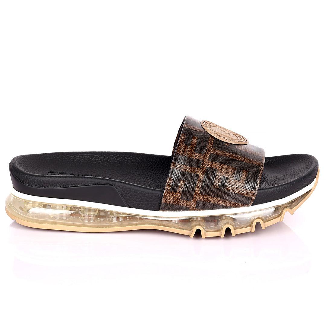 Fend Elegant Sneakers Sole Designed Brown Slippers - Obeezi.com