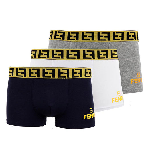 Fendi Crested Design 3 IN 1 Elastic Pack Black or Blue White and Grey Boxers - Obeezi