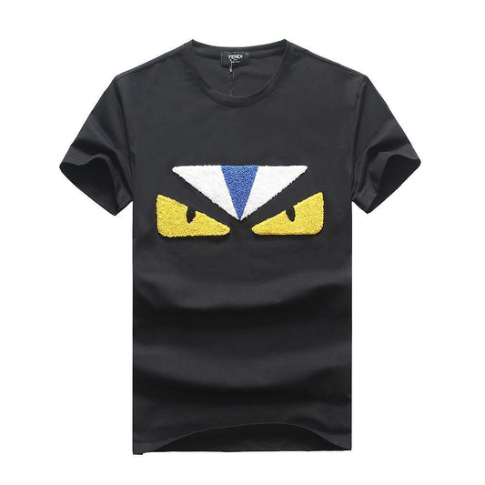 Fendi Embroided Teddy Face T Shirt- Black - Obeezi