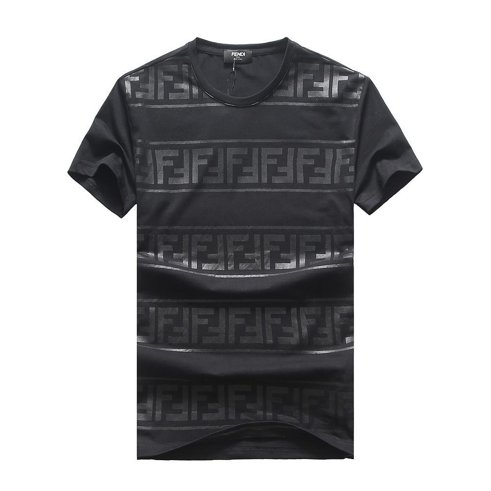 Fendi Logo Plain Fitted T Shirt-Black - Obeezi