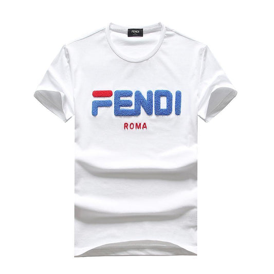 Fendi Roma Embroided T Shirt- White - Obeezi