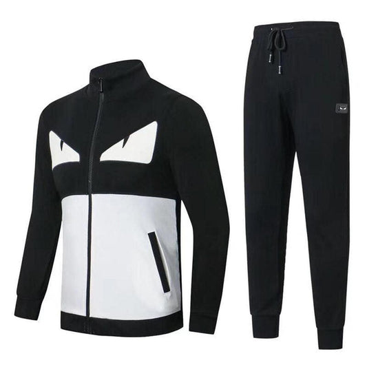 Fendi Roma Front Design Black and White Thick Tracksuits - Obeezi