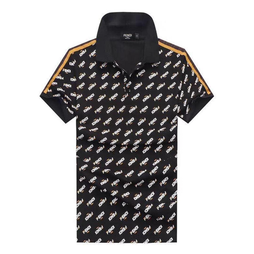 Fendi Roma Full Crested Logo Design Black Polo Shirt - Obeezi