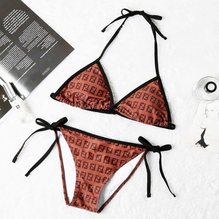 Fendi Roma Two-Piece Brown Tie-Up Bikini - Obeezi
