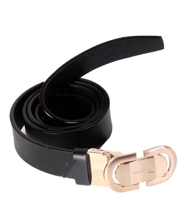 Ferragamo gold buckle Belt A66PP240- BLACK - Obeezi.com