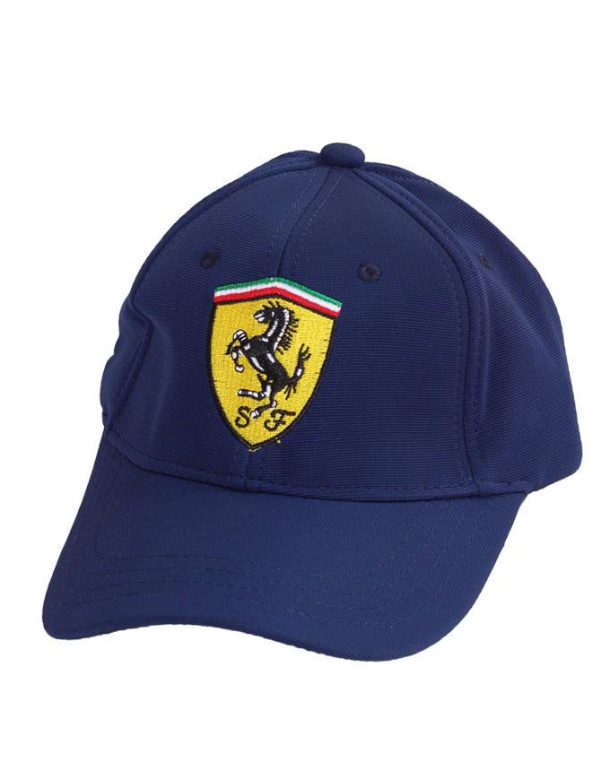 Ferrari Navy Blue Quilt Stitch Hat Cap 1 w/Logo on Front & Back - Obeezi.com