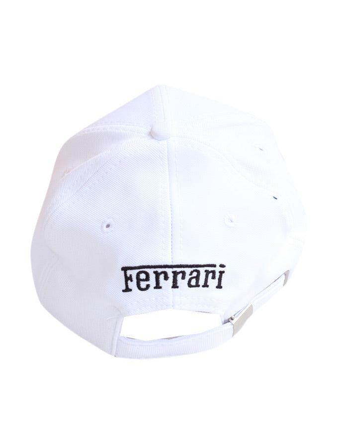 Ferrari White Quilt Stitch Hat Cap 1 w/Logo on Front & Back - Obeezi.com