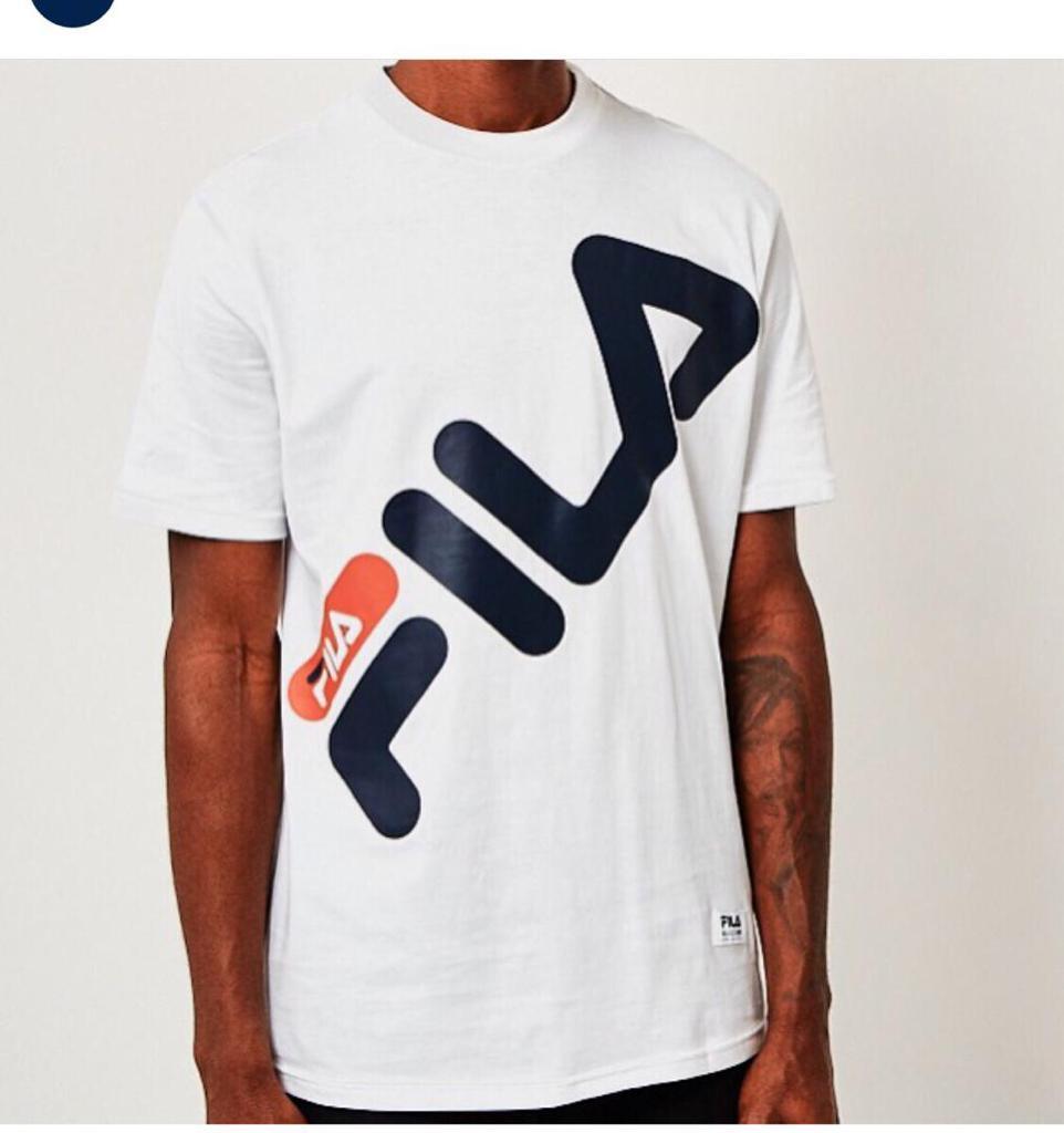 Fila Bold Inscription T Shirt- White - Obeezi