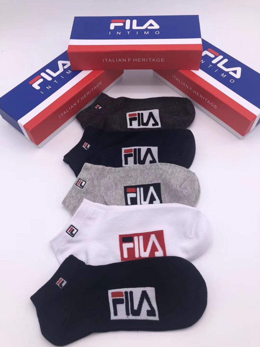 Fila Intimo Unisex 5 in 1 Pack Black Ash White Grey And Navy Blue Socks - Obeezi.com