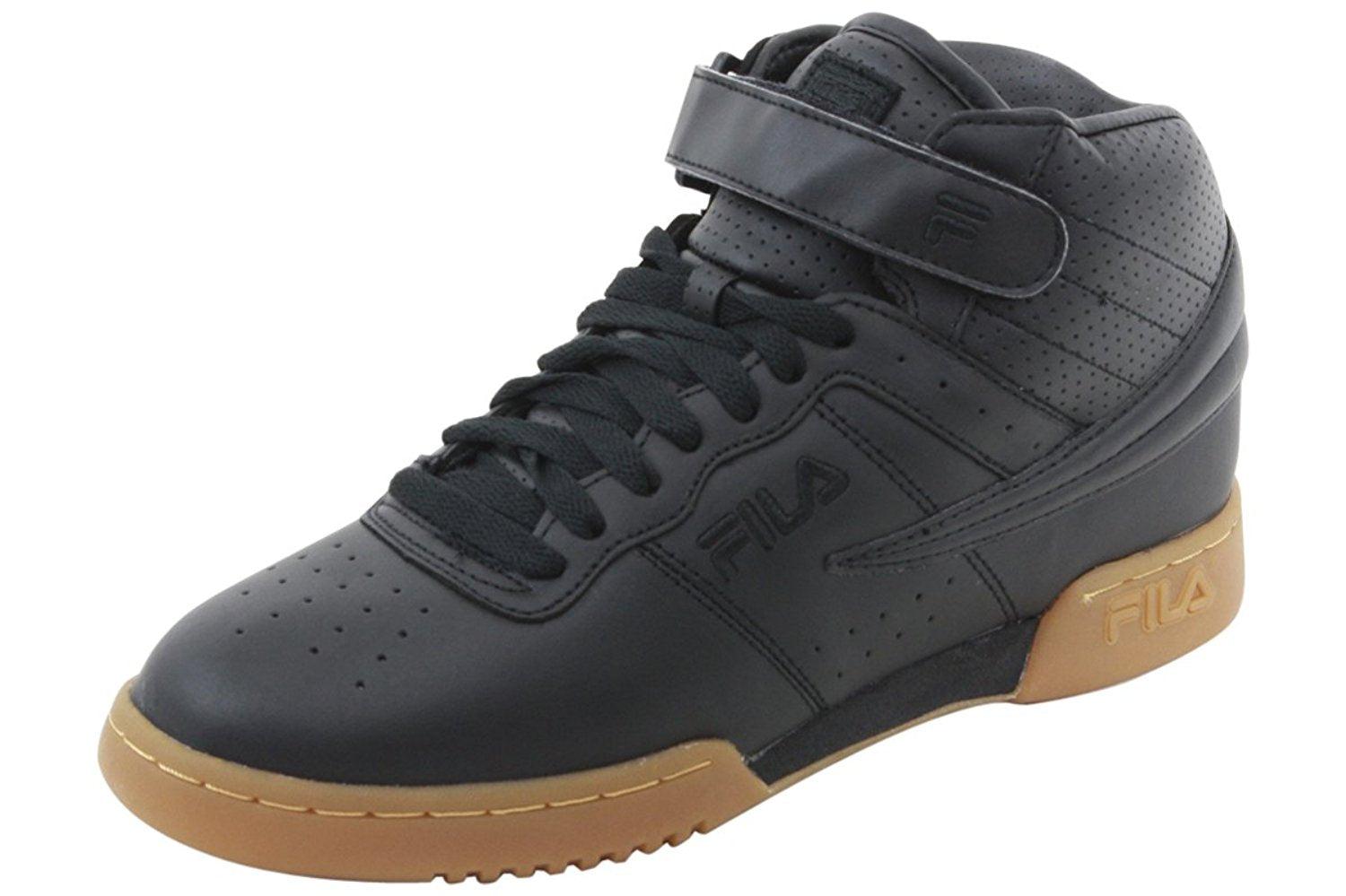 Fila Mens F-13 Logo Hi-Top Sneaker Black/Gum - Obeezi