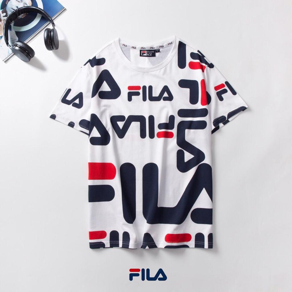 Fila Multi Colored Inscription T Shirt with White Background - Obeezi