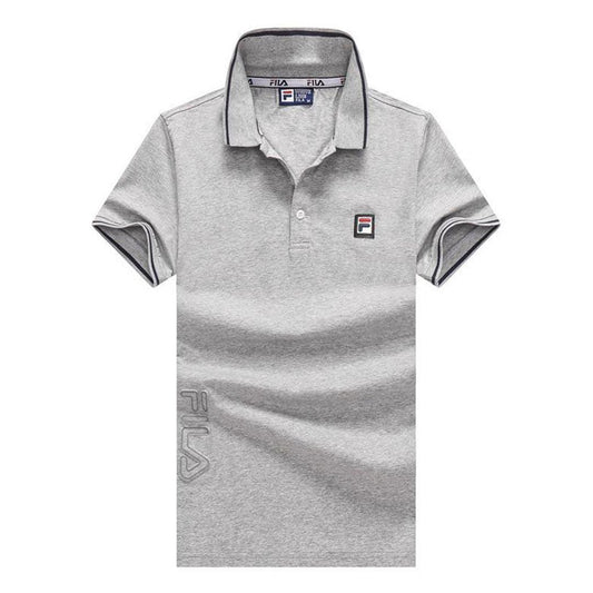 Fila Striped Trim Polo Shirt-Ash - Obeezi