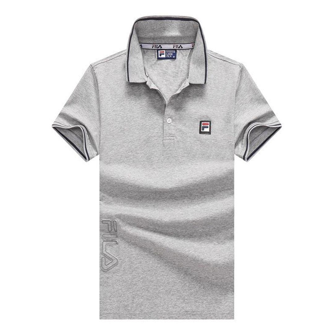 Fila Striped Trim Polo Shirt-Ash - Obeezi