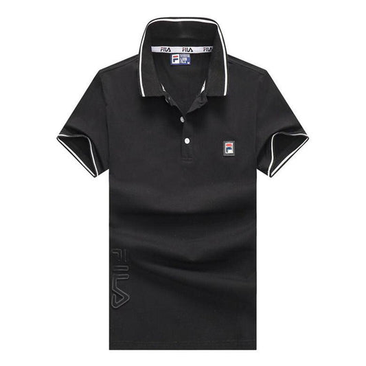 Fila Striped Trim Polo Shirt-Black - Obeezi