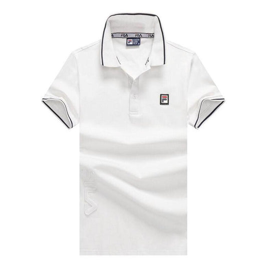 Fila Striped Trim Polo Shirt-White - Obeezi