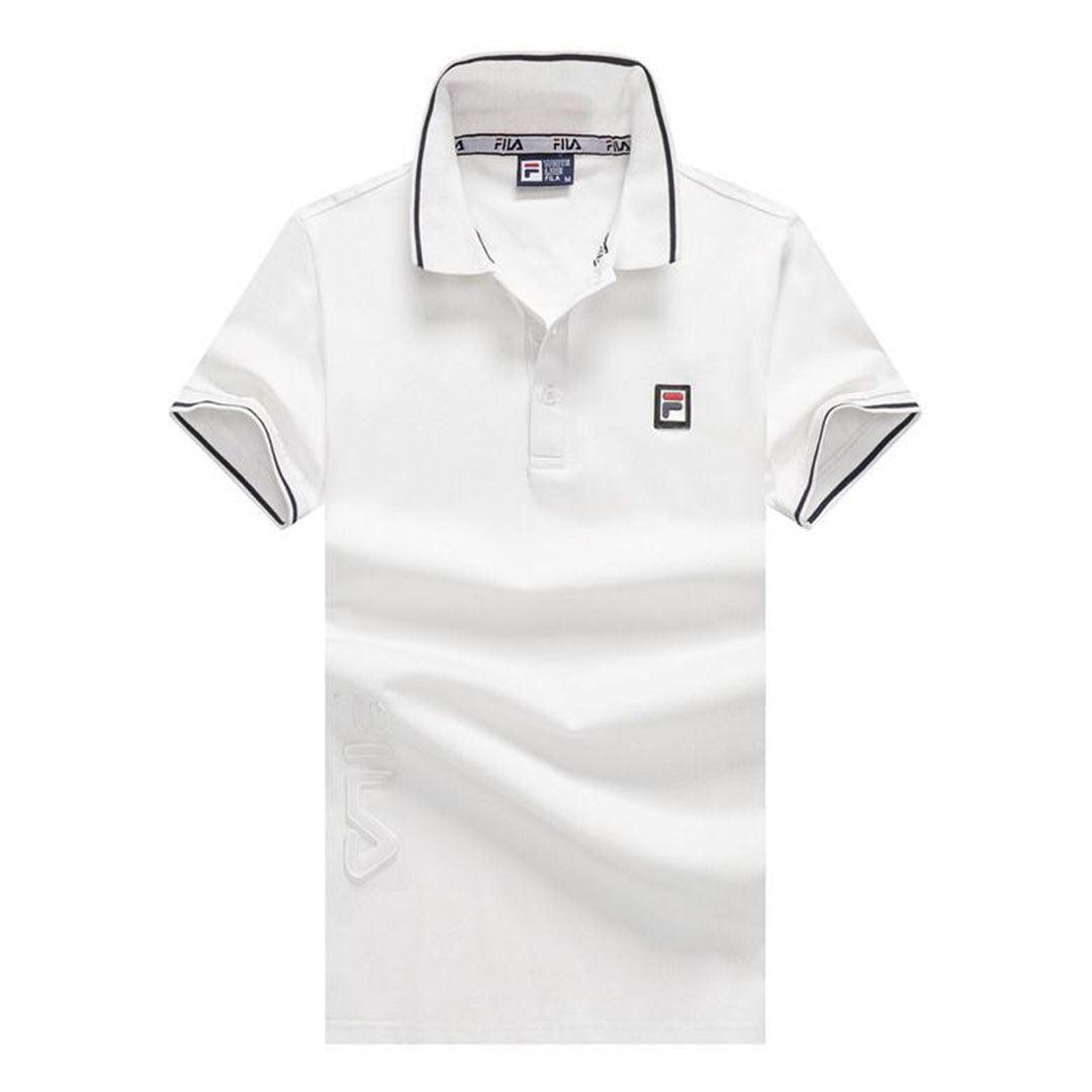 Fila Striped Trim Polo Shirt-White - Obeezi