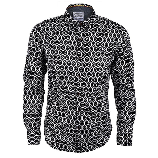 Flowery Design Vintage Long Sleeve Men's Shirt. - Obeezi