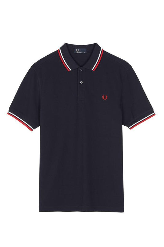 Fred Perry Red and White Collar Polo-Navy Blue - Obeezi