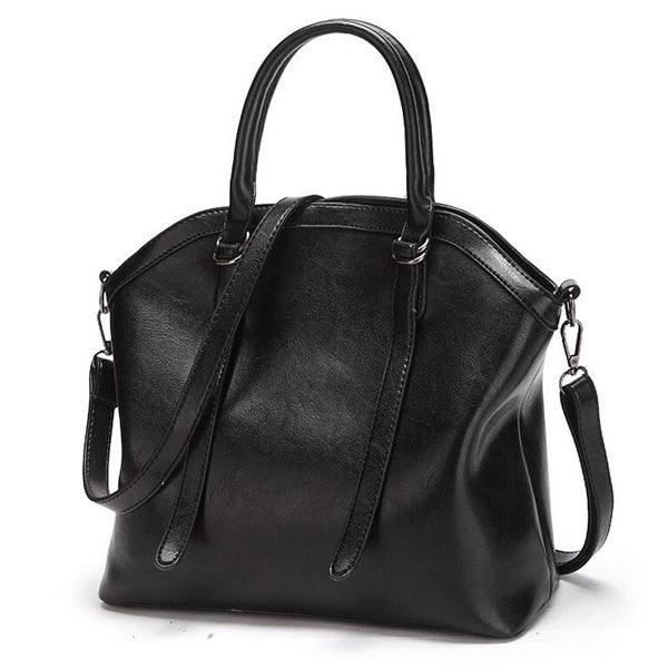 French Classic Woman Leather Black Handbag - Obeezi.com