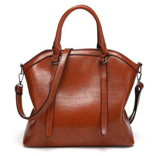 French Classic Woman Leather Brown Handbag - Obeezi.com