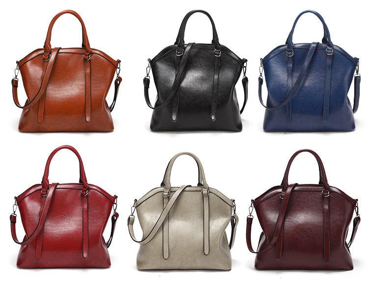 French Classic Woman Leather Brown Handbag - Obeezi.com