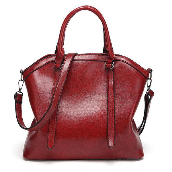 French Classic Woman Leather Red Handbag - Obeezi.com