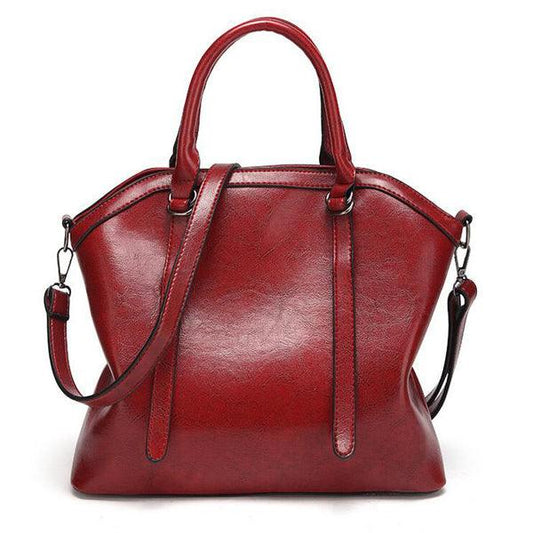 French Classic Woman Leather Red Handbag - Obeezi.com