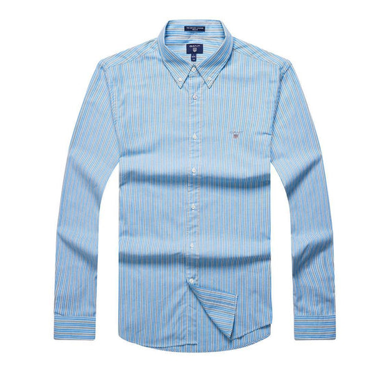 Gant Oxford Gingham Regular Classic Green and Blue Stripe Longsleeve Shirt - Obeezi