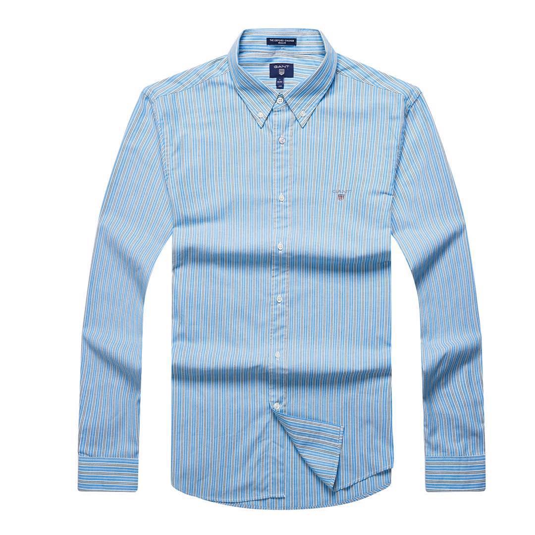 Gant Oxford Gingham Regular Classic Green and Blue Stripe Longsleeve Shirt - Obeezi