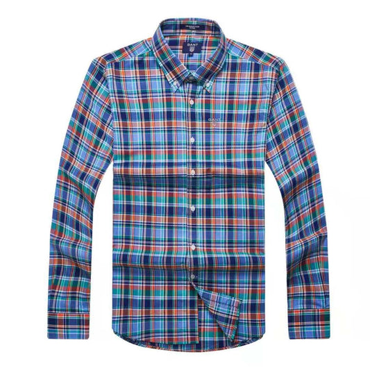 Gant Plain Men's Casual Blue Crest Check Longsleeve Shirt - Obeezi