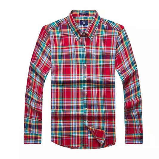 Gant Plain Men's Classic Button-Down Badge Red Crest Check Longsleeve Shirt - Obeezi