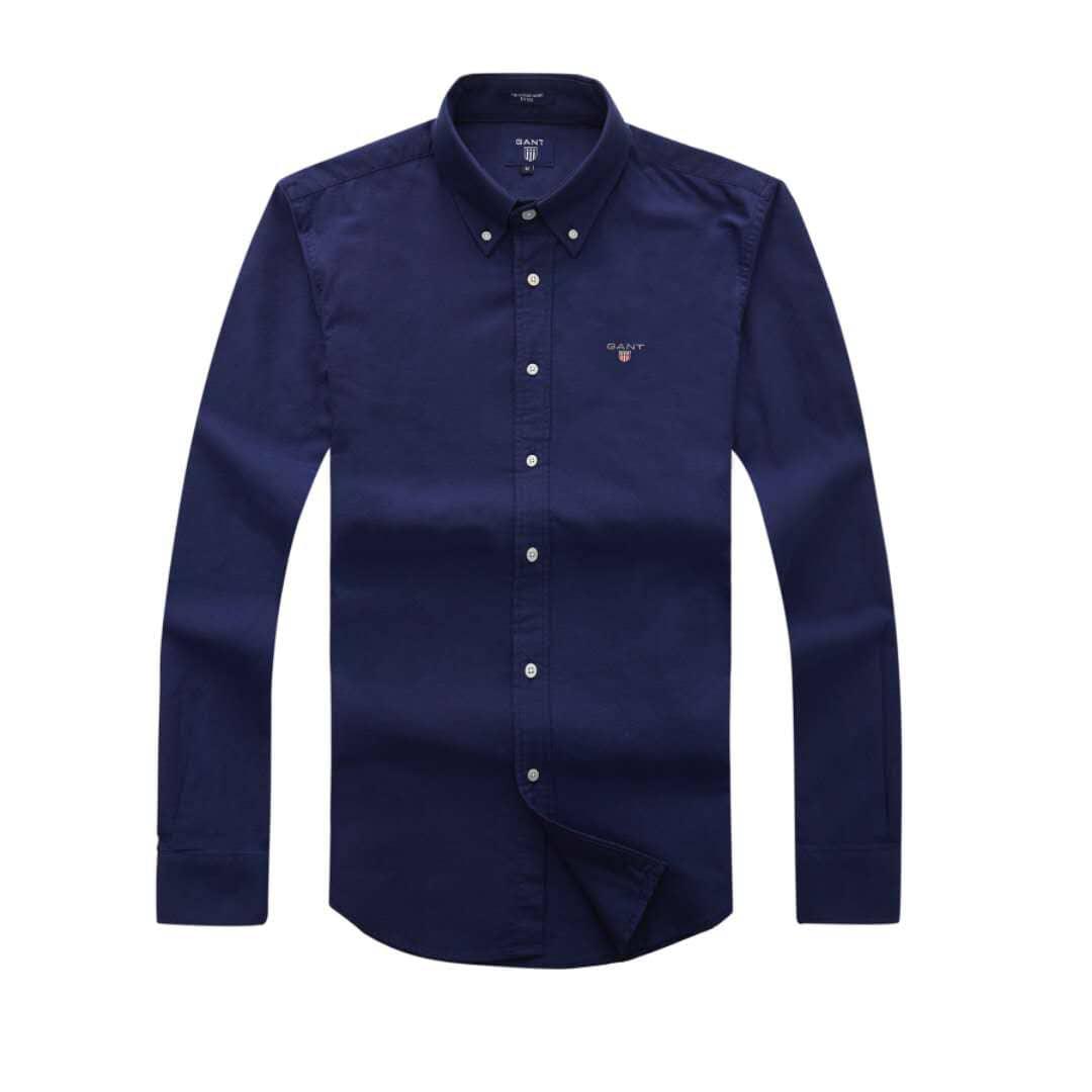 Gant Plain Men's Longsleeve Casual Shirt- Navyblue - Obeezi