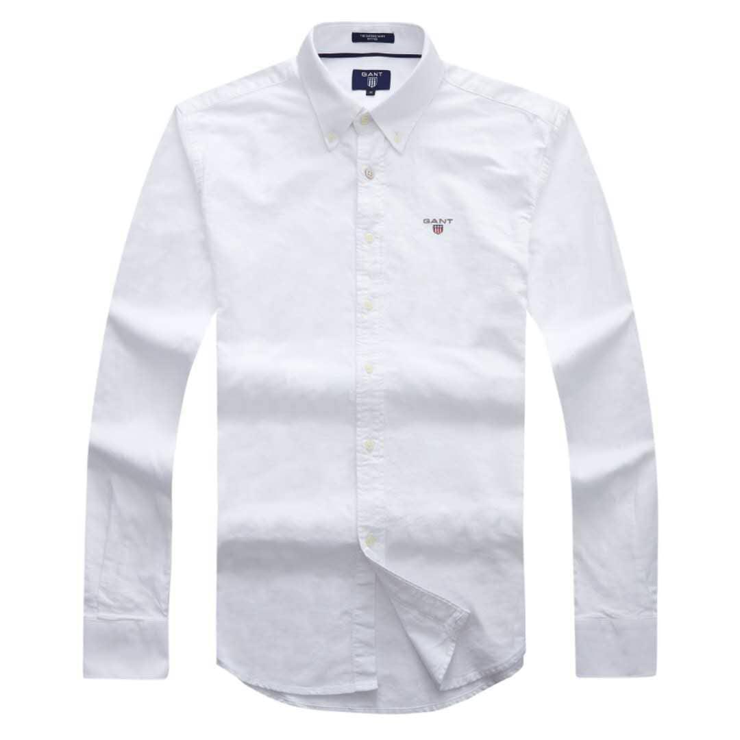 Gant Plain Men's Longsleeve Casual Shirt- White - Obeezi